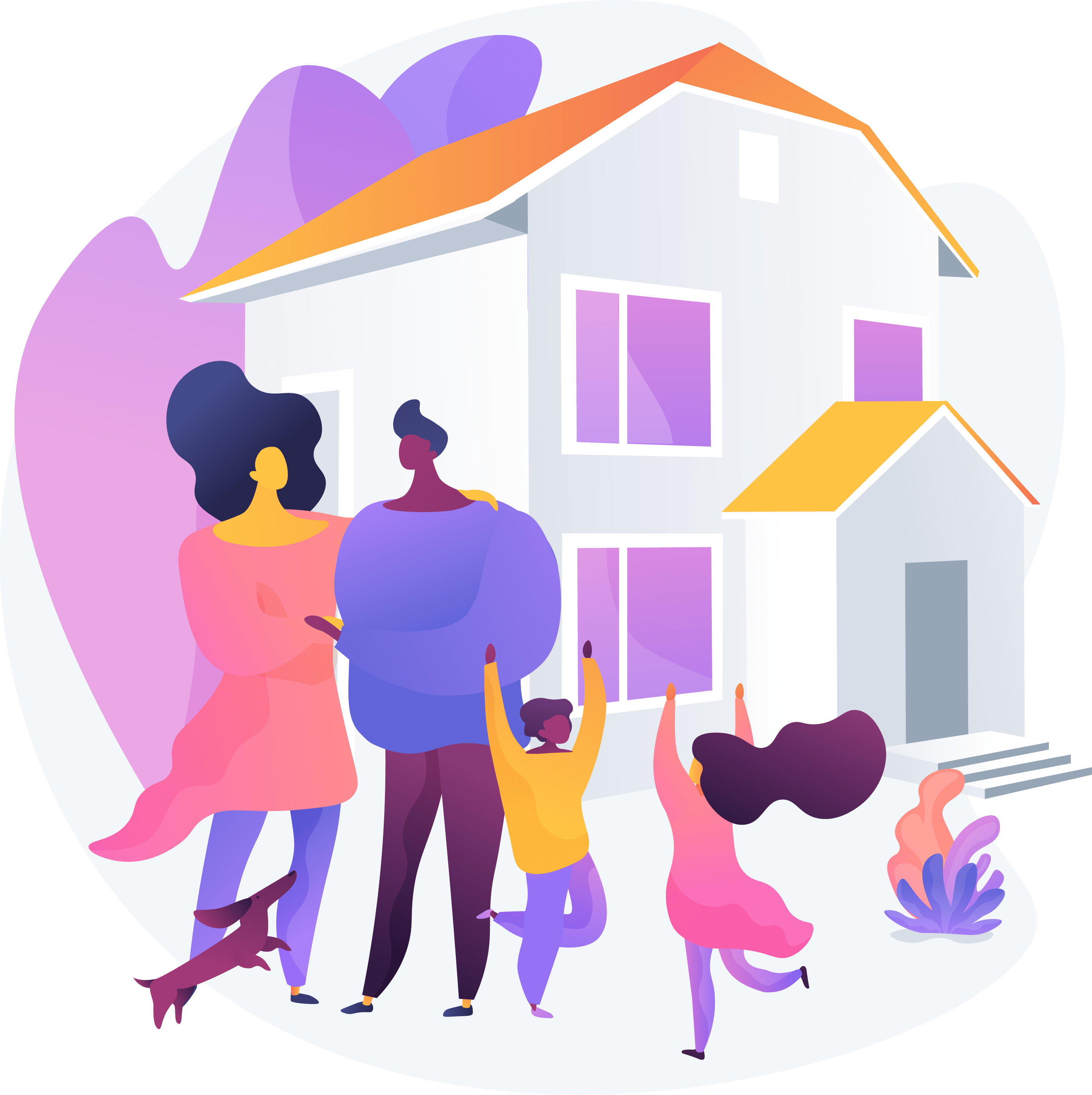 Illustration d'une famille profitant d'une maison rénovée            